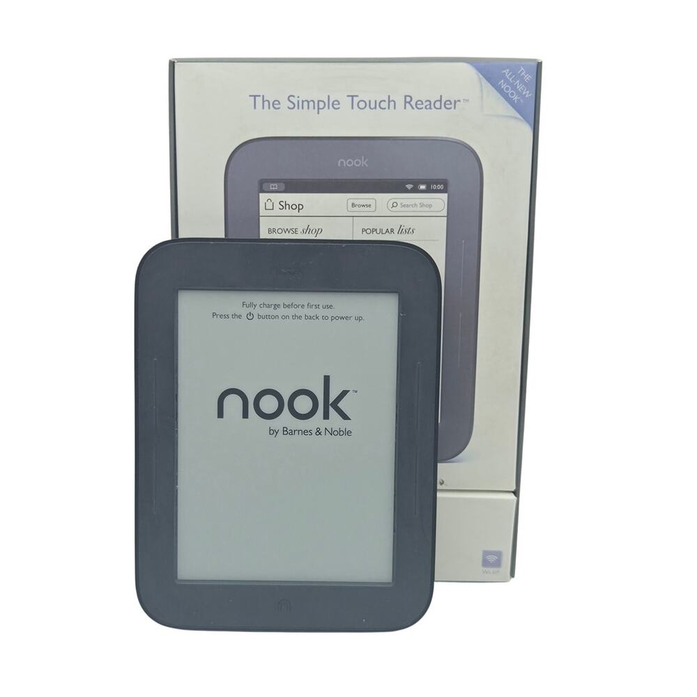 Barnes & Noble Nook Simple Touch Reader BNRV300 W/ Box & USB Cable FOR PARTS